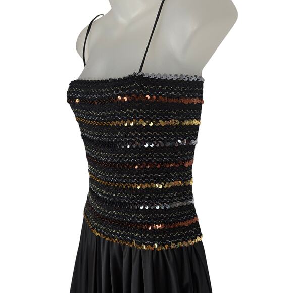 Vintage T & F  70s Sequins Tube Top Harem Skirt Boogie Studio 54 Disco Dress M - Picture 3 of 8